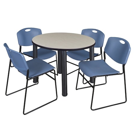Regency Kee Round Table & Chair Set, Wood, Metal, Polypropylene Top, Maple TB36RNDPLBPBK44BE